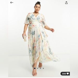 NWT Hope & Ivy flutter sleeve maxi dress